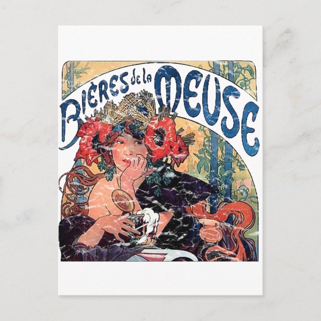 Postal Mucha -Muse -1860 - afligida (Anverso)
