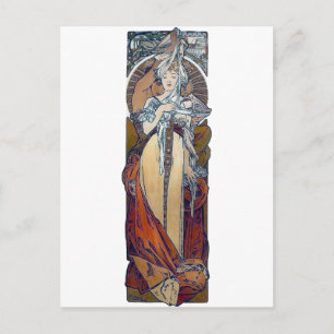 Postal Mucha París 1900 mujer arte deco