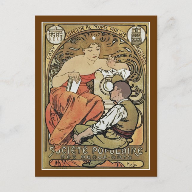 Postal Mucha - Societe Populaire des Beaux Arts (Anverso)