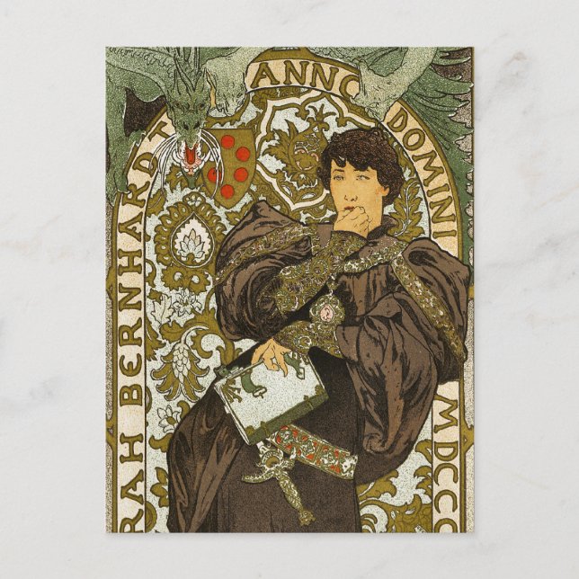 Postal Mucha - Teatro - Lorenzaccio - Art Nouveau (Anverso)