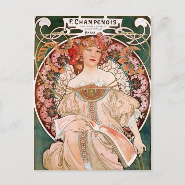 Postal Mucha Vintage Art Nouveau Champenois (Anverso)