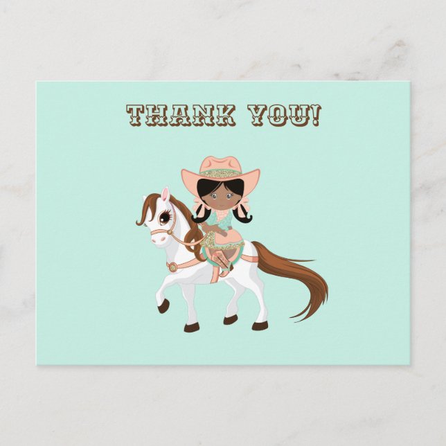 Postal Muchacha bovina afroamericana en Chicas de caballo (Anverso)