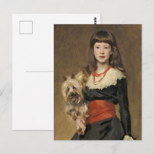 Postal Muchacha con perro de Sargent Retrato de Beatrice 