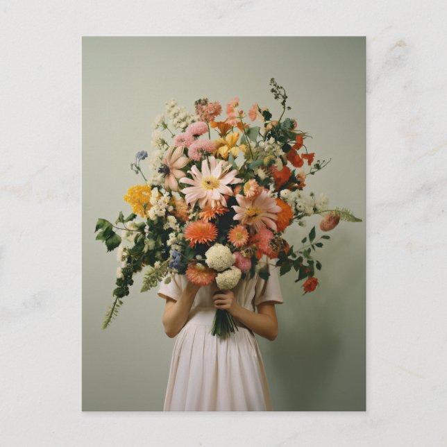 Postal Muchacha de flores silvestres (Anverso)