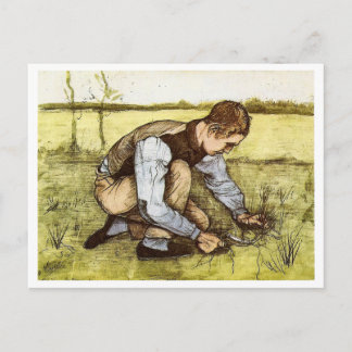 Postal Muchacho cortando hierba con esquisto, Vincent van