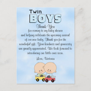 Postal Muchachos gemelos de Baby Shower