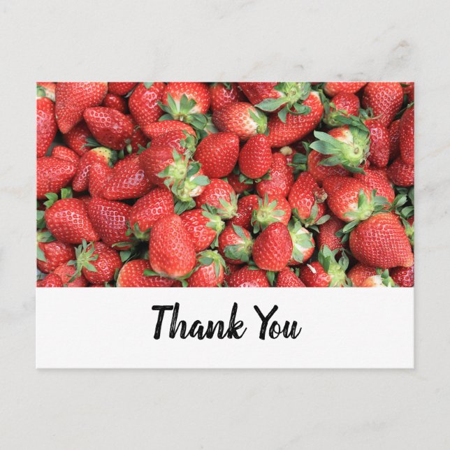 Postal Muchas fresas de jugo rojo gracias (Anverso)