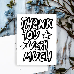 Postal MUCHAS GRACIAS BUbble Letters B&W PERSONALIZADO