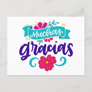 Postal Muchas gracias, español y colorido