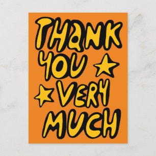 Postal MUCHAS GRACIAS Letras Burbuja Amarillo Naranja