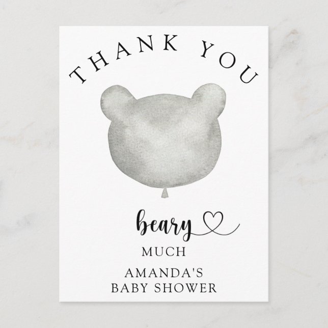 Postal Muchas gracias oso (Anverso)