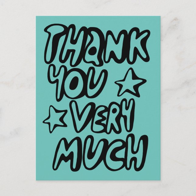 Postal MUCHAS GRACIAS PERSONALIZADO Verde azulado de las  (Anverso)