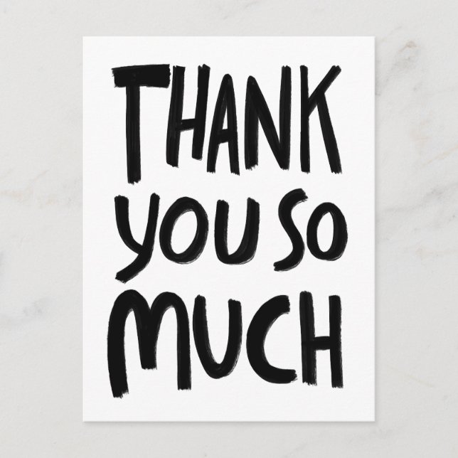 Postal MUCHAS GRACIAS Pinceladas Ásperas B&W PERSONALIZAD (Anverso)