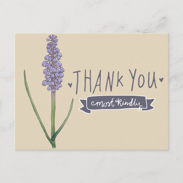 Postal Muchas Gracias Por La Amabilidad De Hyacinth (Anverso)