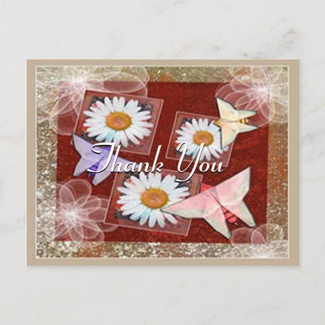 Postal Muchas gracias por las mariposas de papel (Anverso)