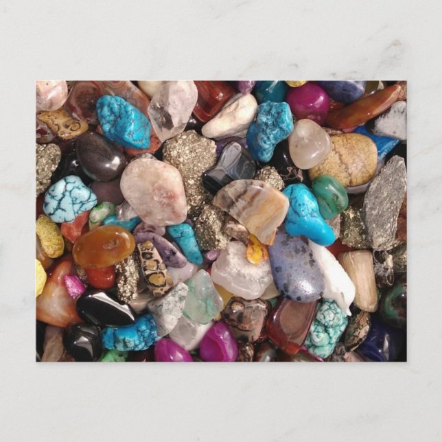 Postal Muchas rocas pulidas coloridas e interesantes (Anverso)