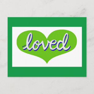 Postal MUCHO AMADO - corazón de amor verde