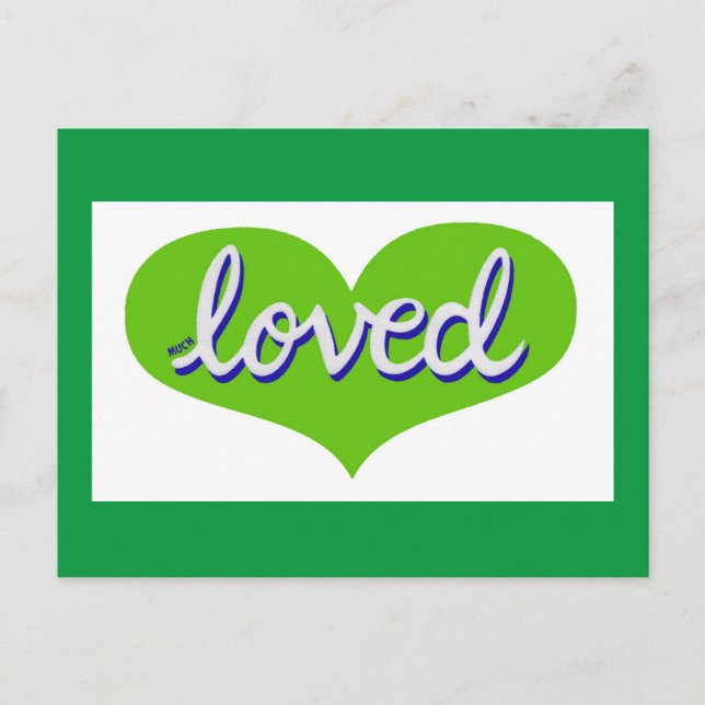 Postal MUCHO AMADO - corazón de amor verde (Anverso)
