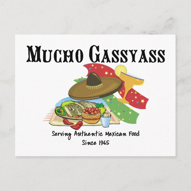 Postal Mucho Gassyass Comida Mexicana (Anverso)