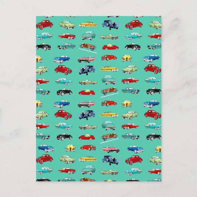 Postal Muchos autos retro (Anverso)