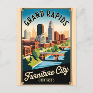 Postal Muebles Ciudad Grand Rapids Michigan Vintage Retro
