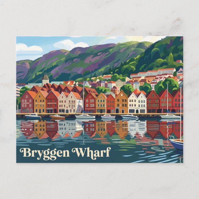 Postal Muelle Bryggen Noruega (Anverso)