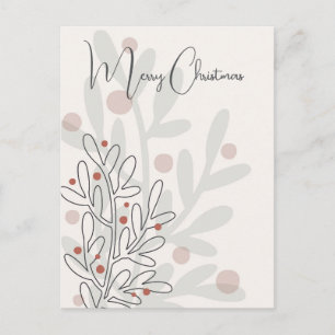 Postal Muelle de Navidad floral dibujado a mano