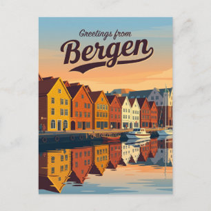 Postal Muelle Hanseático Bryggen Noruega
