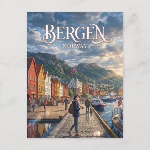 Postal Muelle Hanseático de Bryggen Noruega