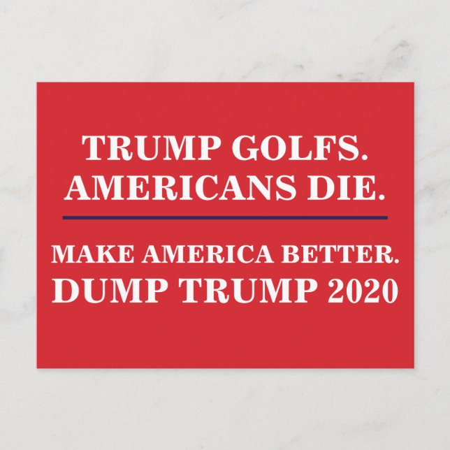 Postal Mueren estadounidenses de Trump en el Golfs Trump  (Anverso)