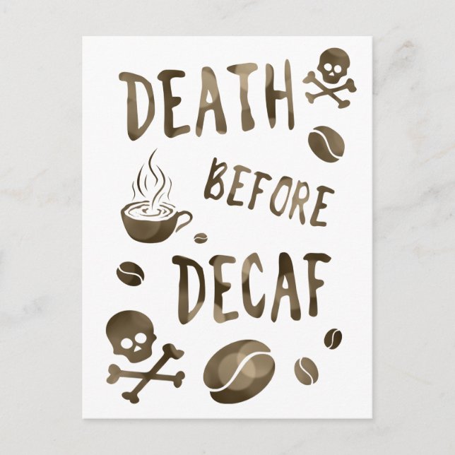 Postal muerte antes de decaf bokeh (Anverso)