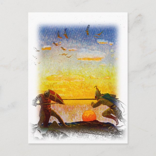 Postal Muerte de Arturo y Mordred (Anverso)