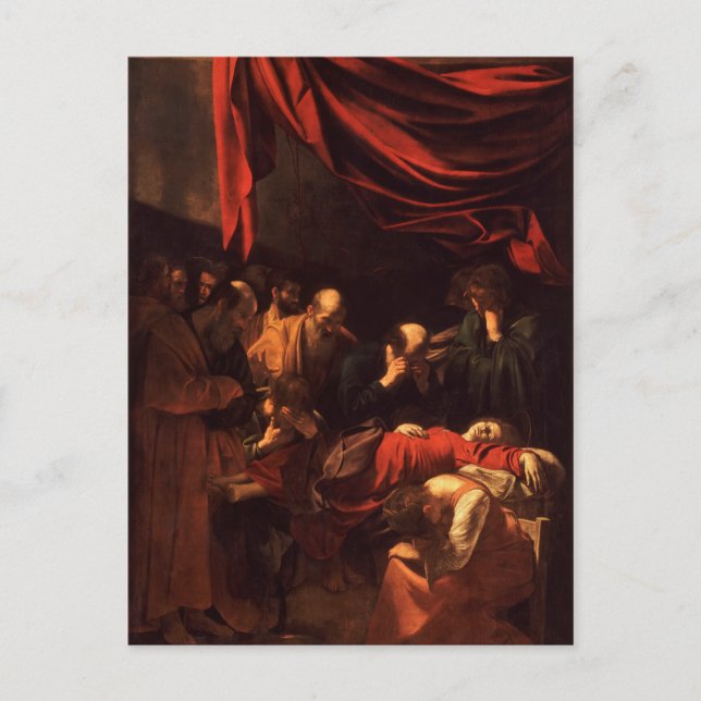 Postal Muerte de la Virgen por Caravaggio (1606) (Anverso)