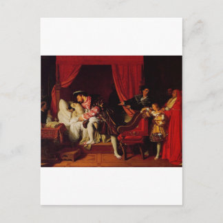 Postal Muerte de Leonardo Da Vinci por Ingres alrededor d