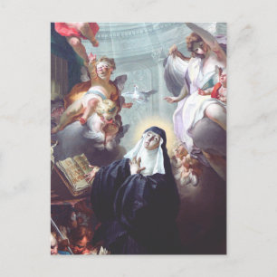 Postal Muerte de Santa Escolástica