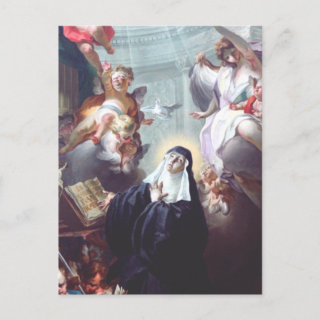 Postal Muerte de Santa Escolástica (Anverso)
