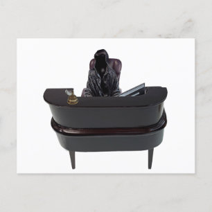 Postal Muerte en un escritorio de recepción de servicio c