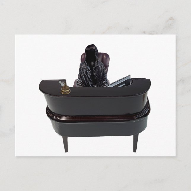 Postal Muerte en un escritorio de recepción de servicio c (Anverso)