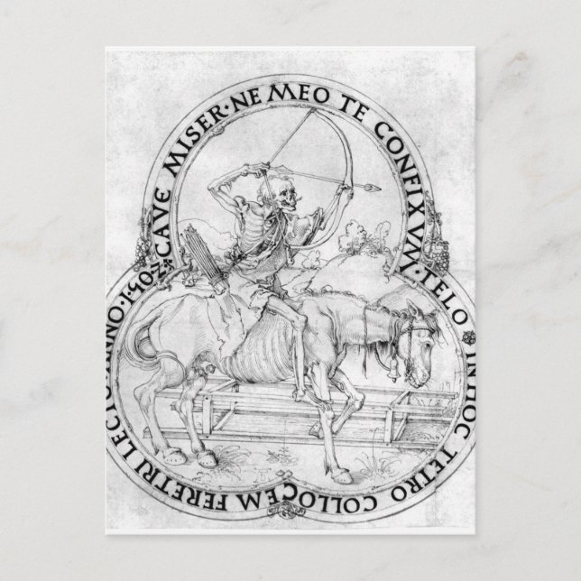 Postal Muerte final de caballo por Albrecht Durer (Anverso)