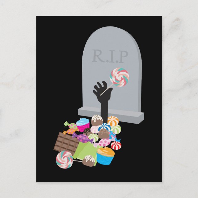Postal Muerte por diseño de Candy Halloween (Anverso)