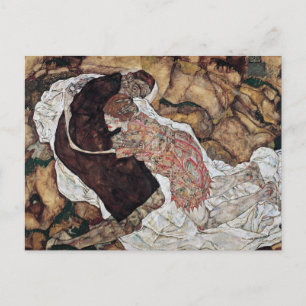 Postal muerte y chica pintura por Egon Schiele