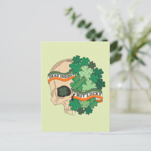 Postal Muerto dentro pero afortunado - Calavera de azúcar