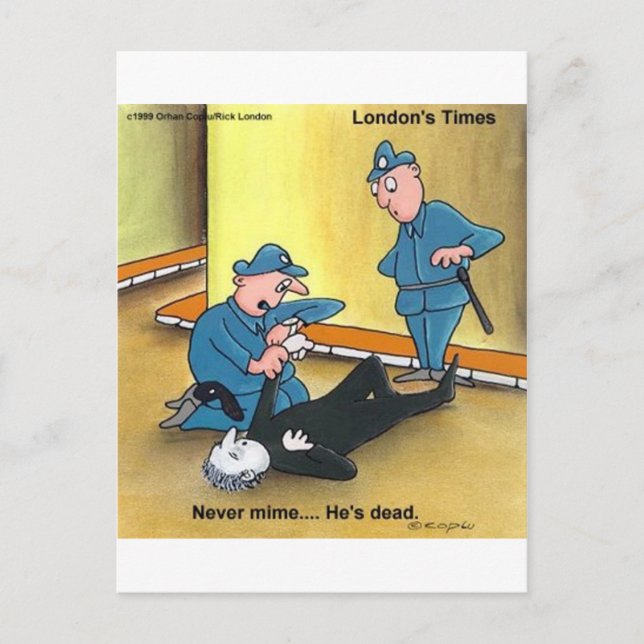 Postal Muerto Mime Gracioso Tees Mugs Regalos Etc (Anverso)