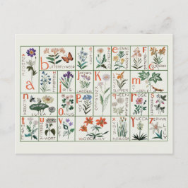 Postal Muestreo de alfabeto de bordado de época | Flores