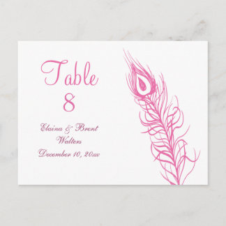 Postal Mueve tus plumas Número de mesa (fucsia)