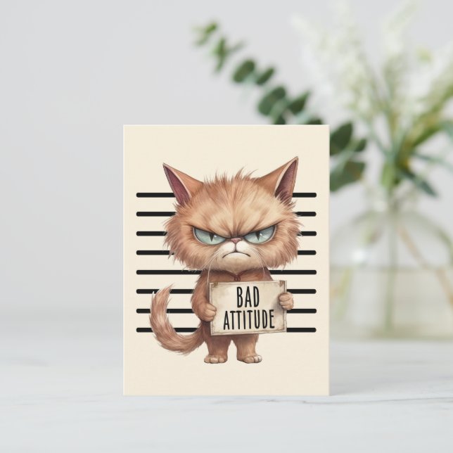 Postal Mugshot con gatos divertidos y cortos (Anverso de pie)