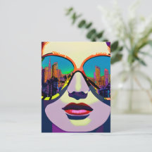 Mujer abstracta con gafas de sol con reflejo de la