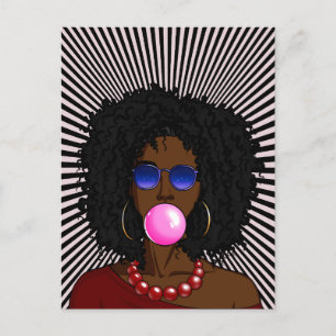 Postal Mujer afroamericana chicle arte pop