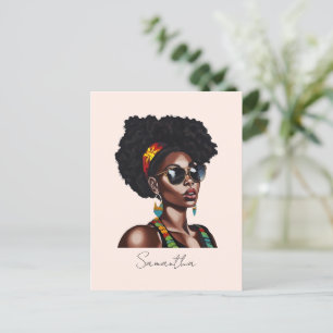 Postal Mujer afroamericana con gafas de sol de Moda