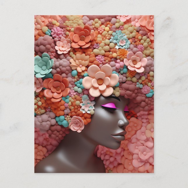 Postal Mujer afroamericana Reina negra Melanin Poppin (Anverso)
